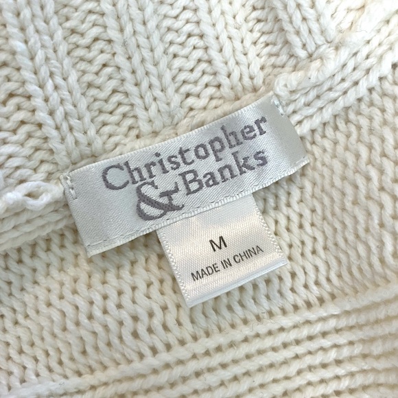 Beautiful cream colored knit cardigan sweater, Christopher and Banks size Medium - Picture 6 of 15